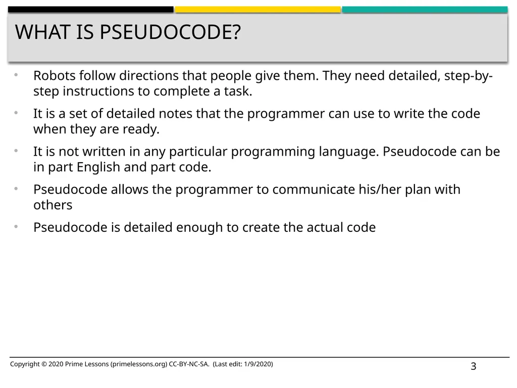 pseudocode BY SANJAY AND ARVIND SESHAN Lesson - slide 3 of 8