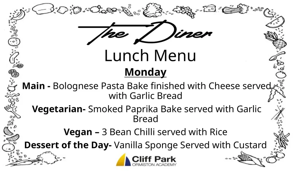 Lunch Menu Monday Main - Bolognese Pasta Bake - slide 1 of 20