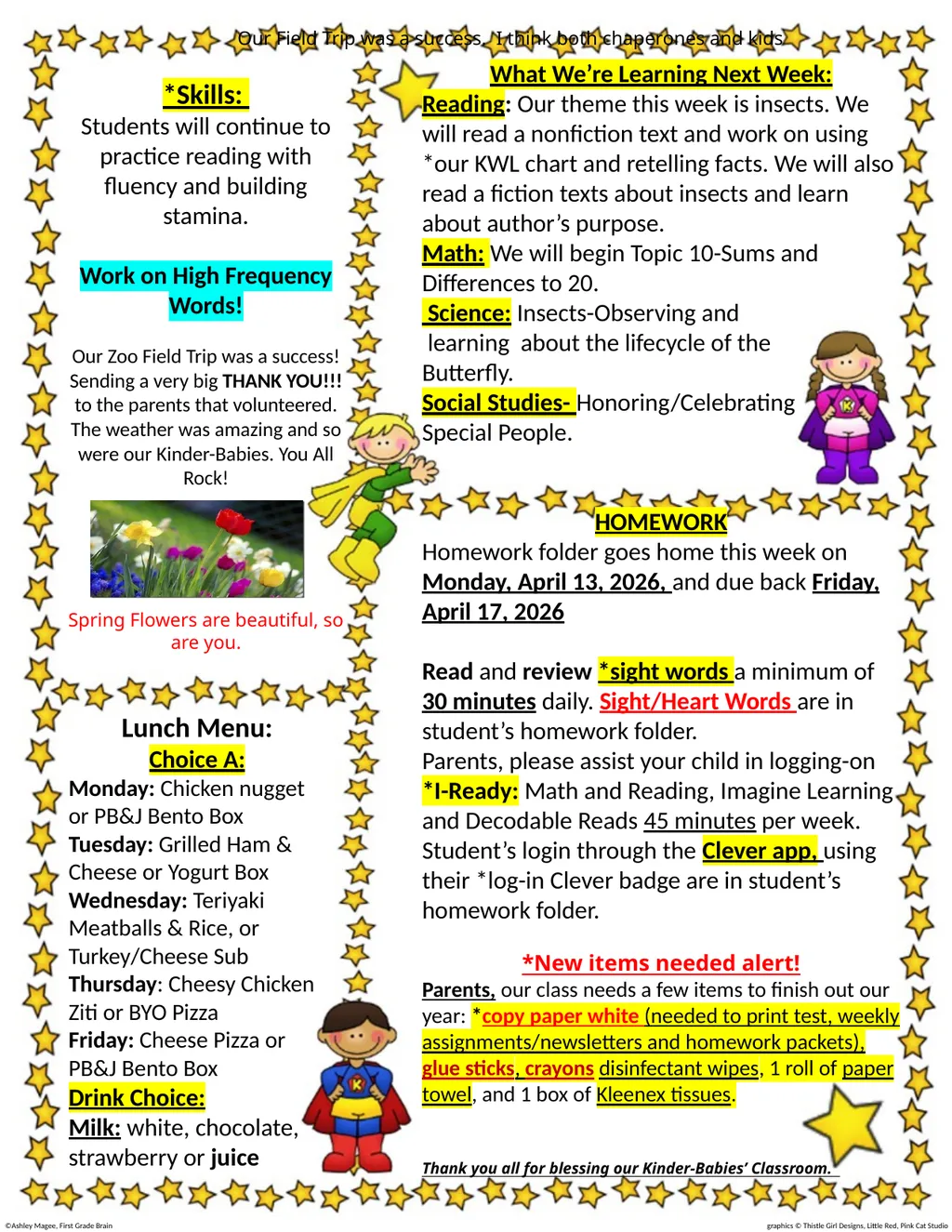 Mrs. Burton’s Superhero Classroom Newsletter April - slide 2 of 2