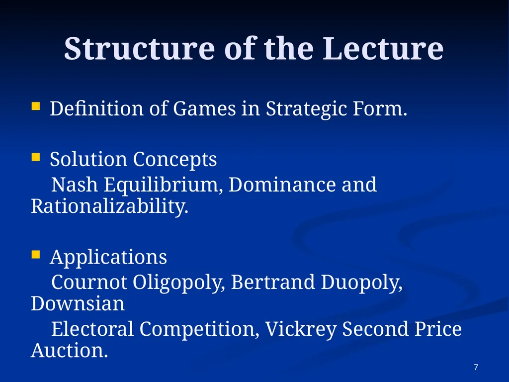EC941 - Game Theory Francesco Squintani Email: - slide 7 of 54