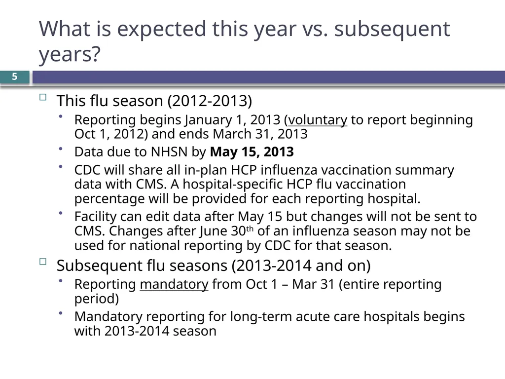 Overview of the NHSN Healthcare worker influenza - slide 5 of 23