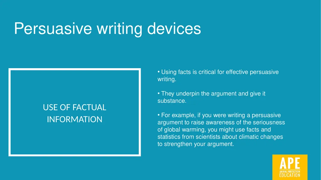 Persuasive Writing LESSON 2 Identifying and using - slide 11 of 44