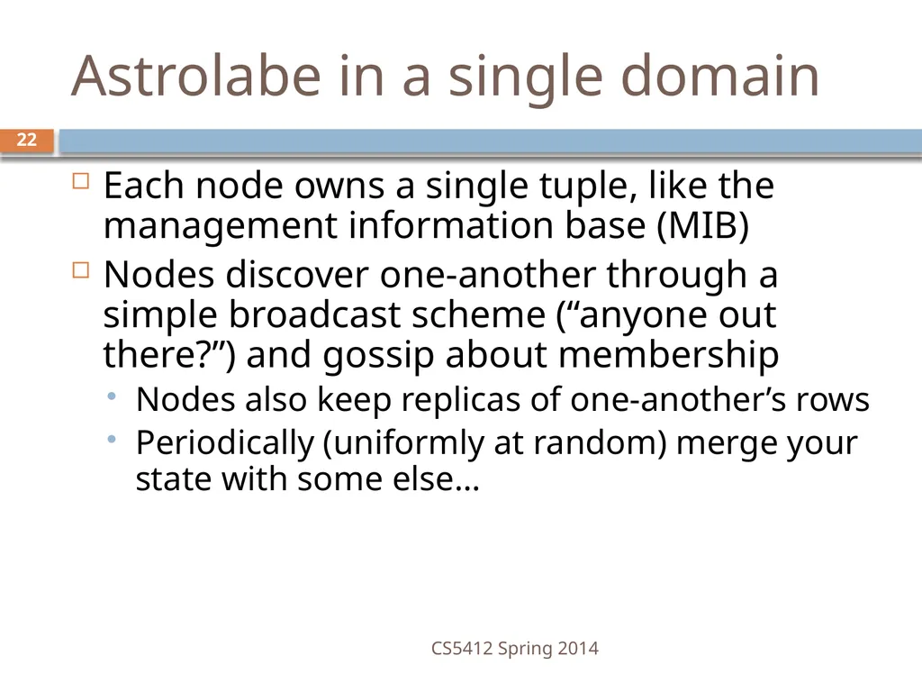 CS5412: Bimodal Multicast Astrolabe Ken Birman - slide 22 of 40