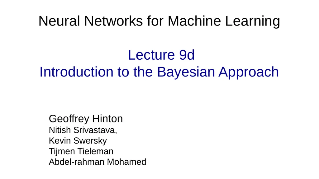 Neural Networks for Machine Learning Lecture 9a - slide 19 of 39