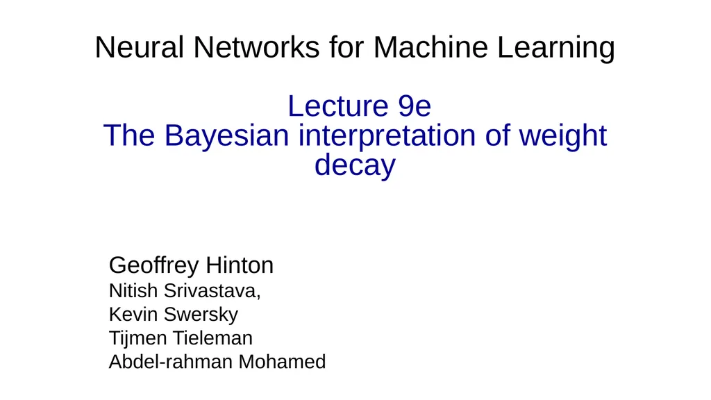 Neural Networks for Machine Learning Lecture 9a - slide 28 of 39