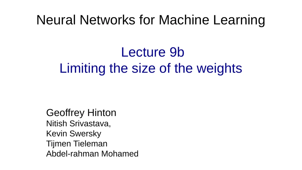 Neural Networks for Machine Learning Lecture 9a - slide 9 of 39