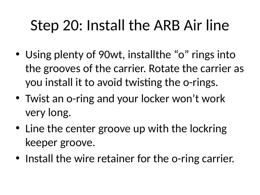 DIY ARB Locker install Step 1 Clean your - slide 21 of 26