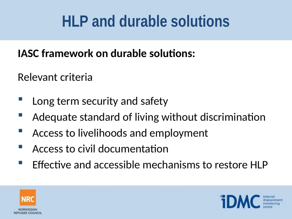 Housing, land and property (HLP) Durable - slide 11 of 24