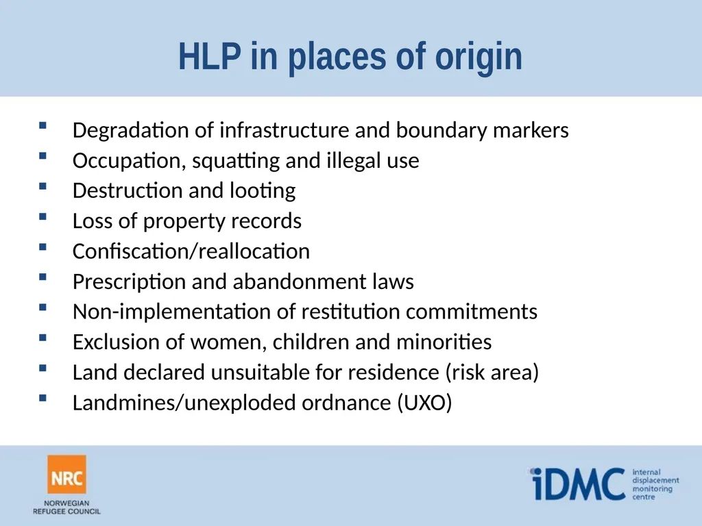 Housing, land and property (HLP) Durable - slide 6 of 24