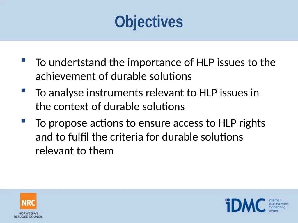 Housing, land and property (HLP) Durable - slide 2 of 24