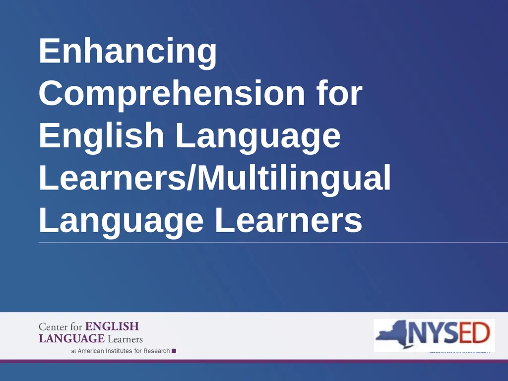 Enhancing Comprehension for English Language - slide 1 of 73