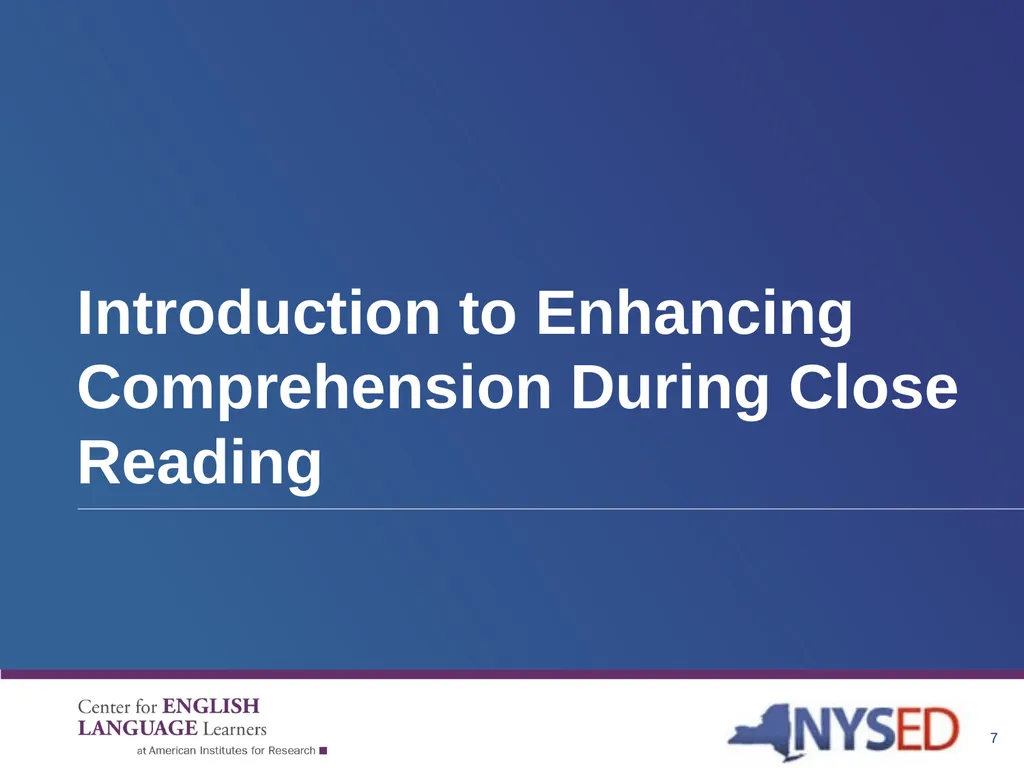 Enhancing Comprehension for English Language - slide 7 of 73