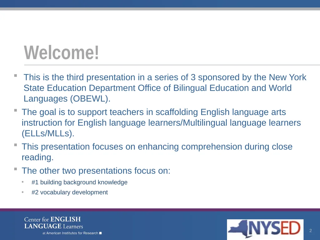 Enhancing Comprehension for English Language - slide 2 of 73