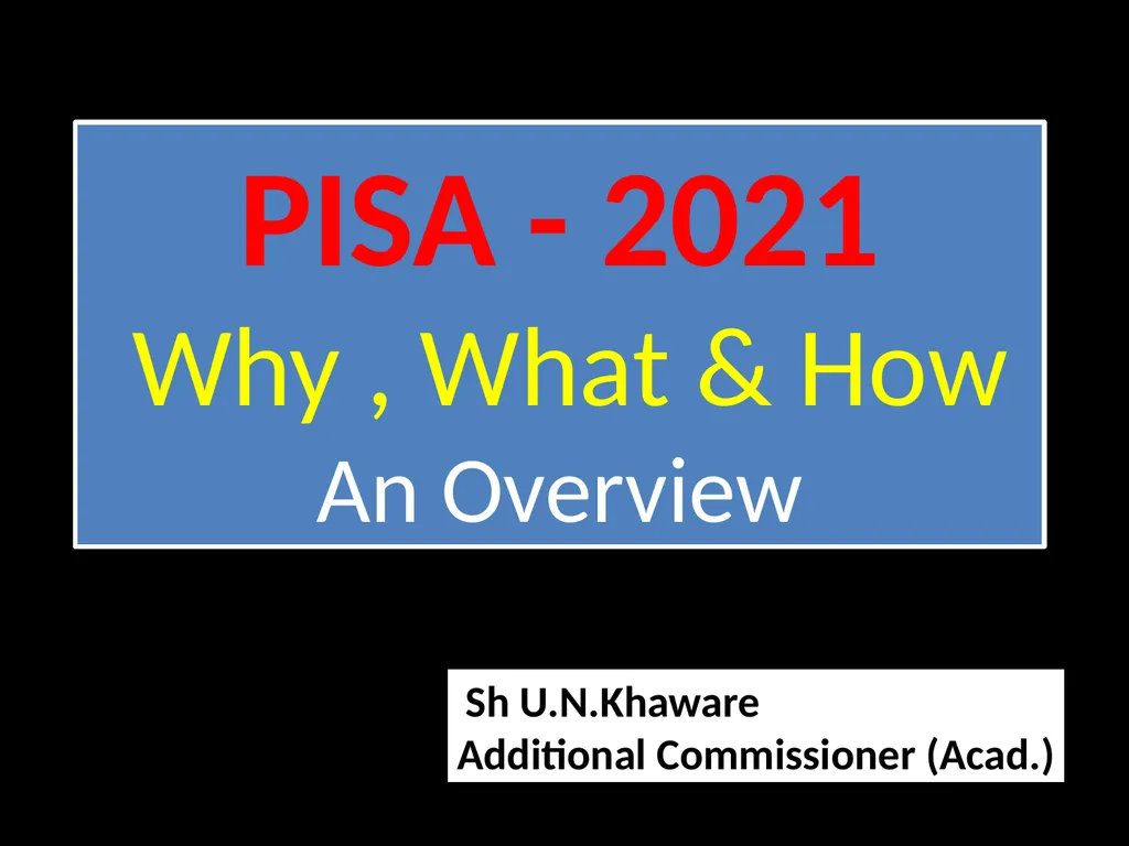PISA - 2021 Why , What & How An Overview - slide 1 of 25