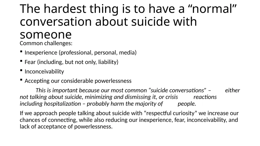 Person-Centered Approaches to Suicide Prevention - slide 7 of 26