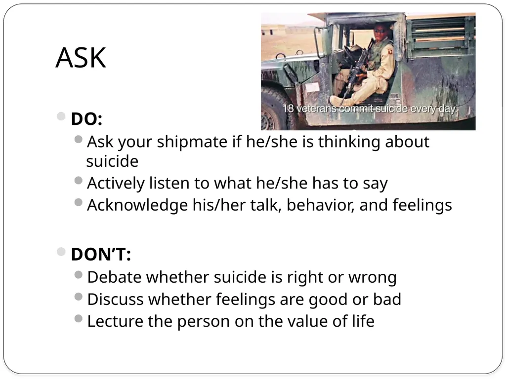 Suicide Awareness and Prevention Learning Topics - slide 9 of 15