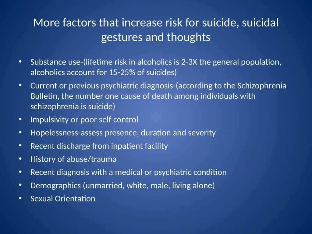 Basic Suicide Risk Assessment Stacey Moody McHenry - slide 12 of 19