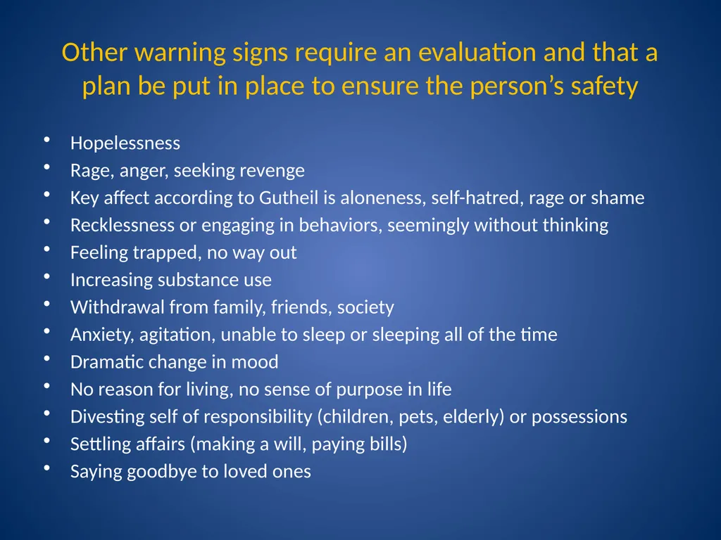 Basic Suicide Risk Assessment Stacey Moody McHenry - slide 9 of 19