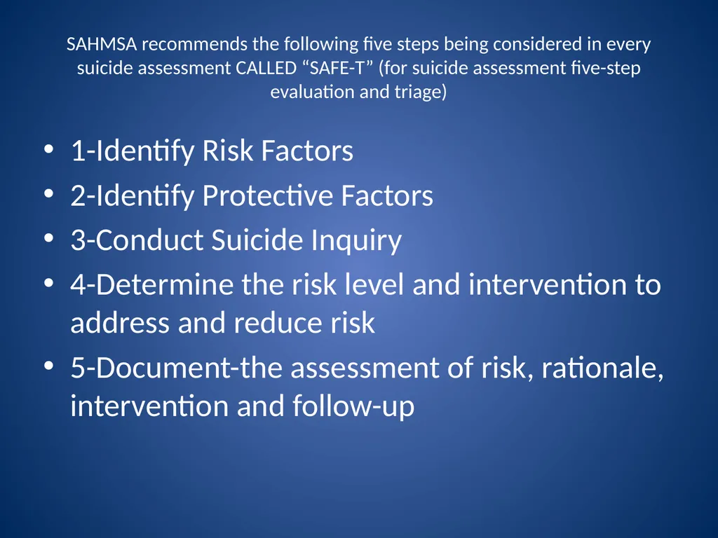 Basic Suicide Risk Assessment Stacey Moody McHenry - slide 10 of 19