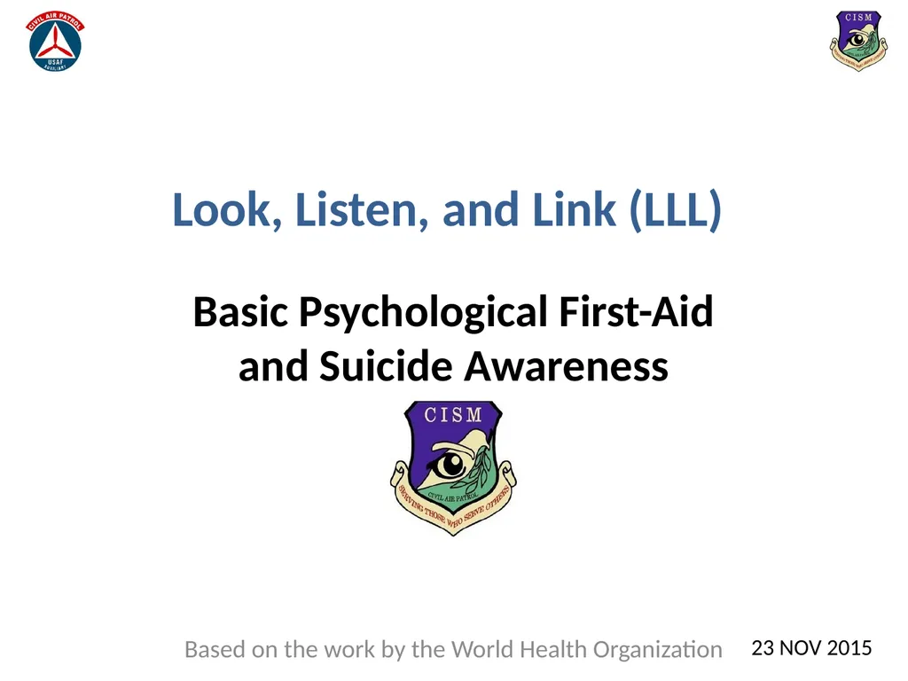 Look, Listen, and Link (LLL) Basic Psychological - slide 1 of 31