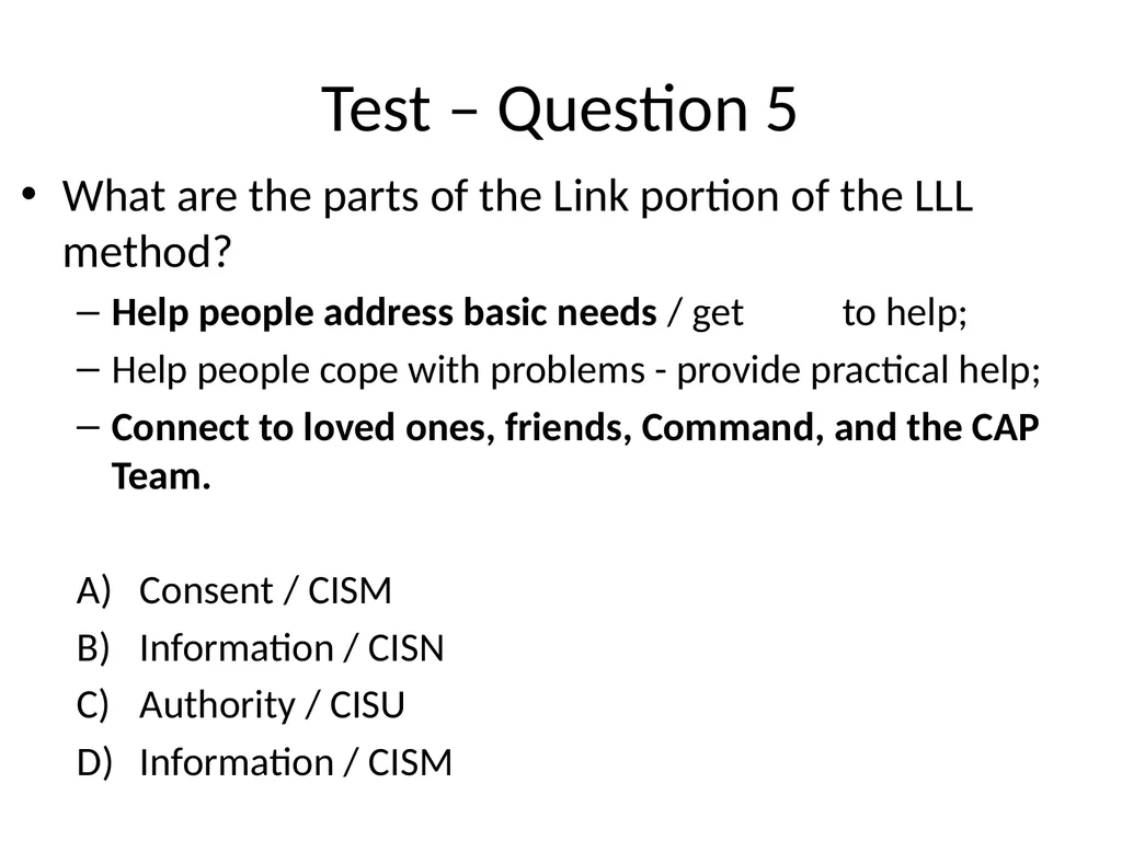 Look, Listen, and Link (LLL) Basic Psychological - slide 29 of 31