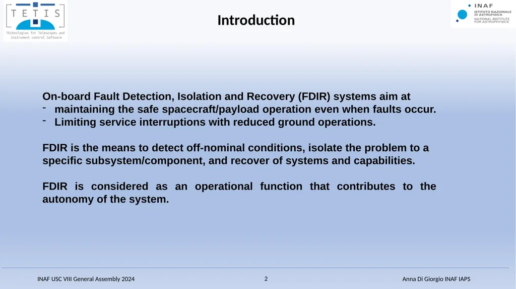 Fault-Detection, Isolation and Recovery (FDIR) - slide 2 of 15