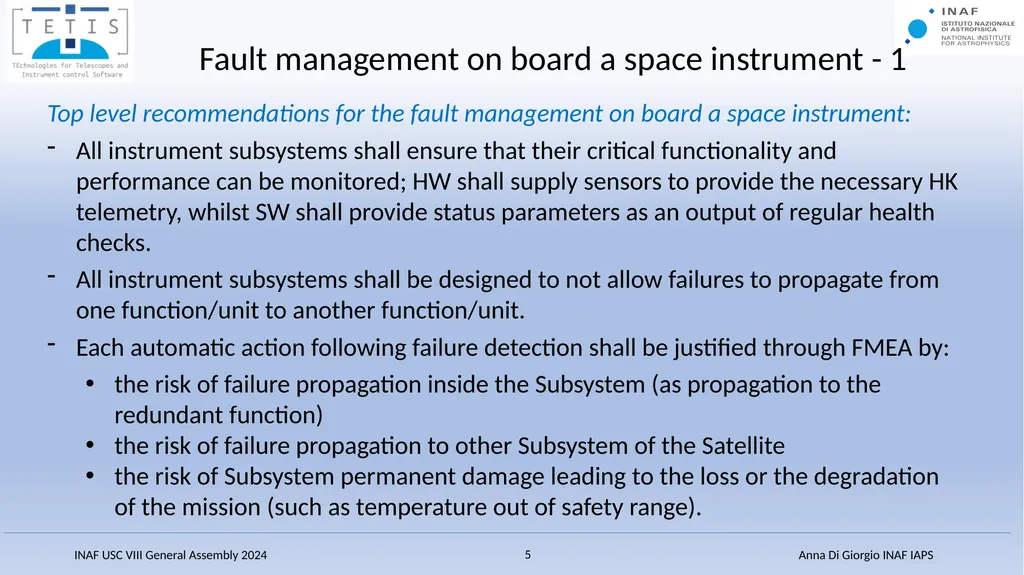 Fault-Detection, Isolation and Recovery (FDIR) - slide 5 of 15