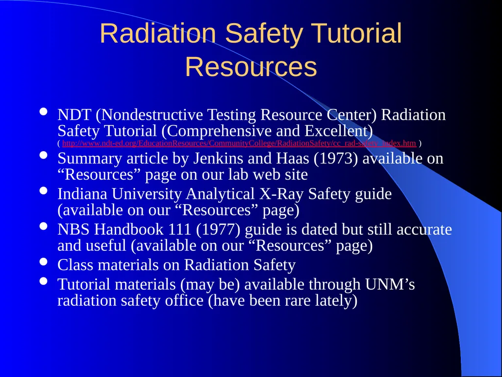 Radiation Safety for X-ray Diffraction Overview of - slide 3 of 20