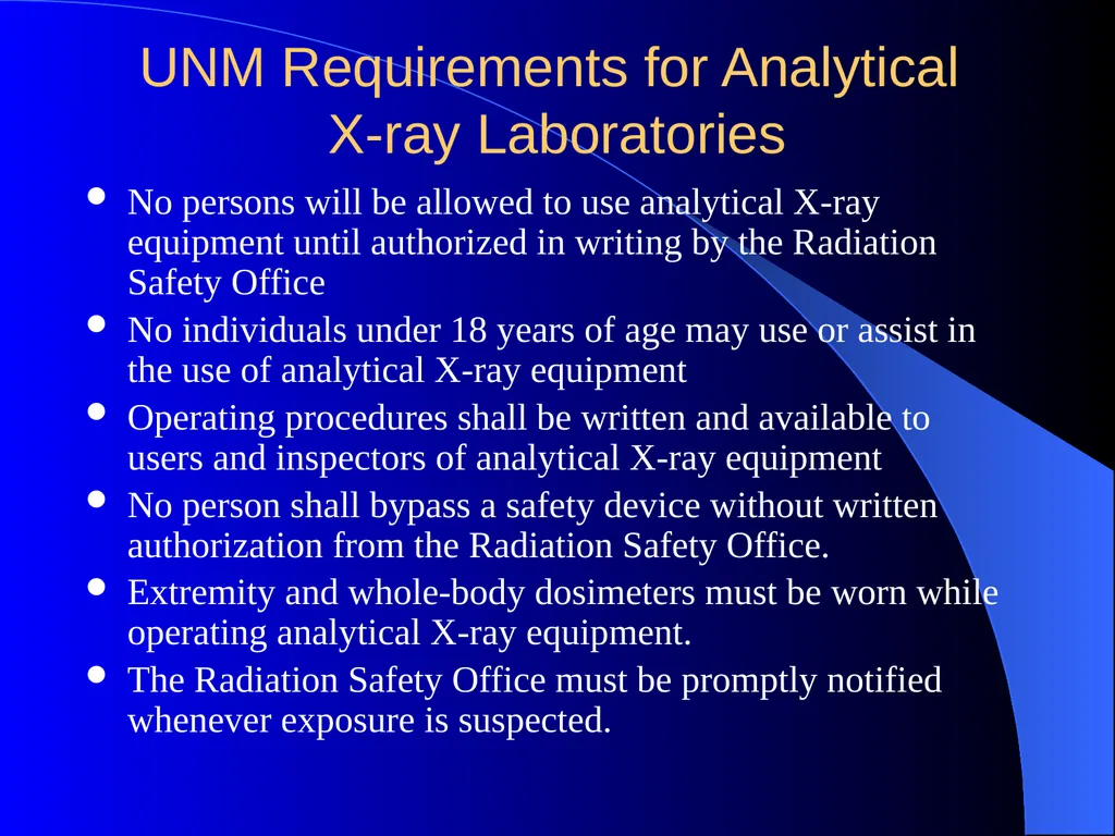 Radiation Safety for X-ray Diffraction Overview of - slide 20 of 20