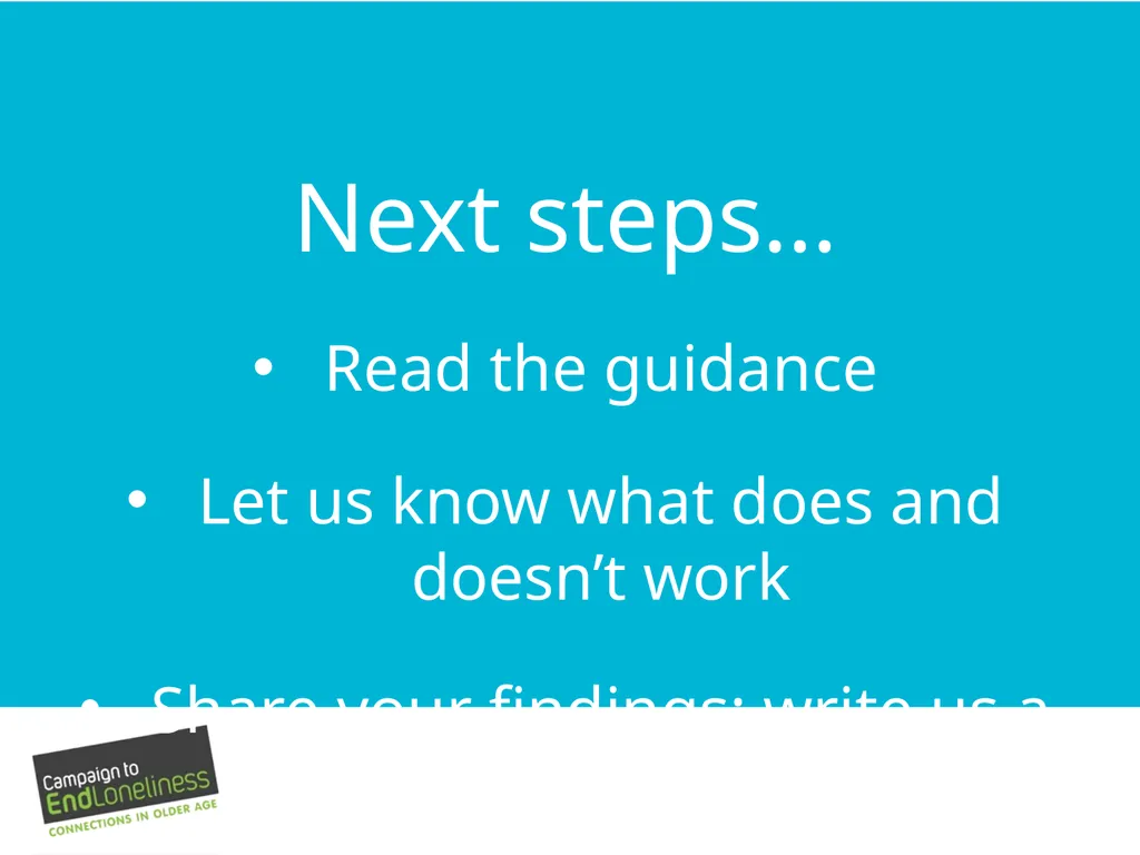 Measuring your impact on loneliness in later life - slide 20 of 21
