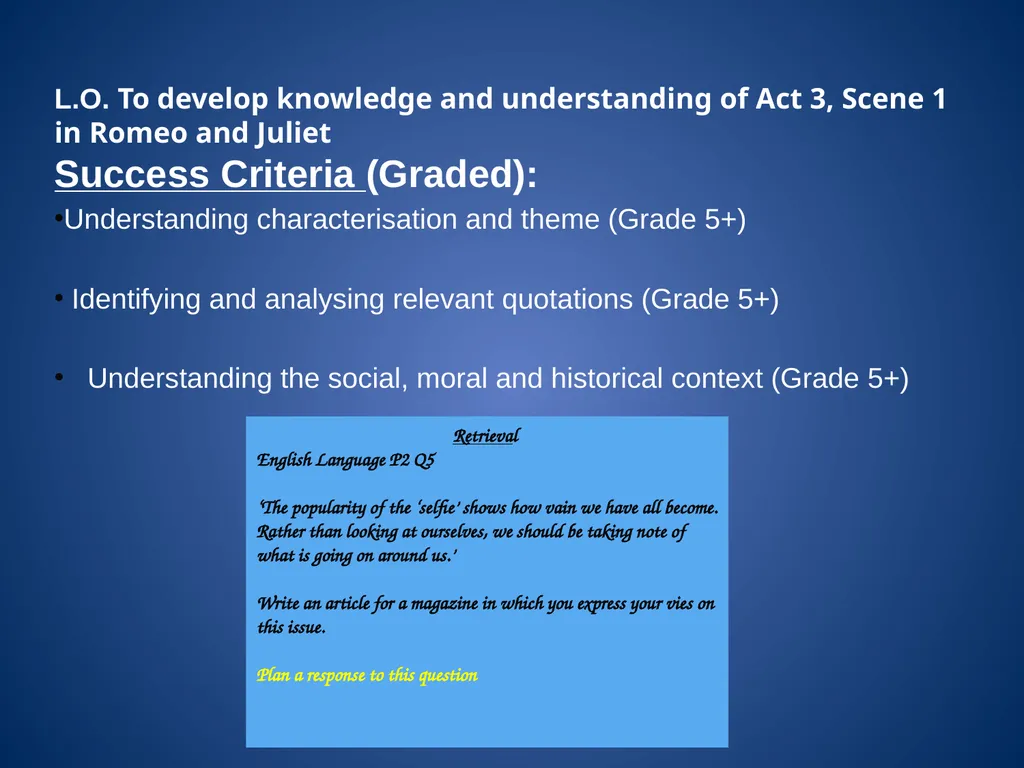 L.O. To develop knowledge and understanding of Act - slide 1 of 18