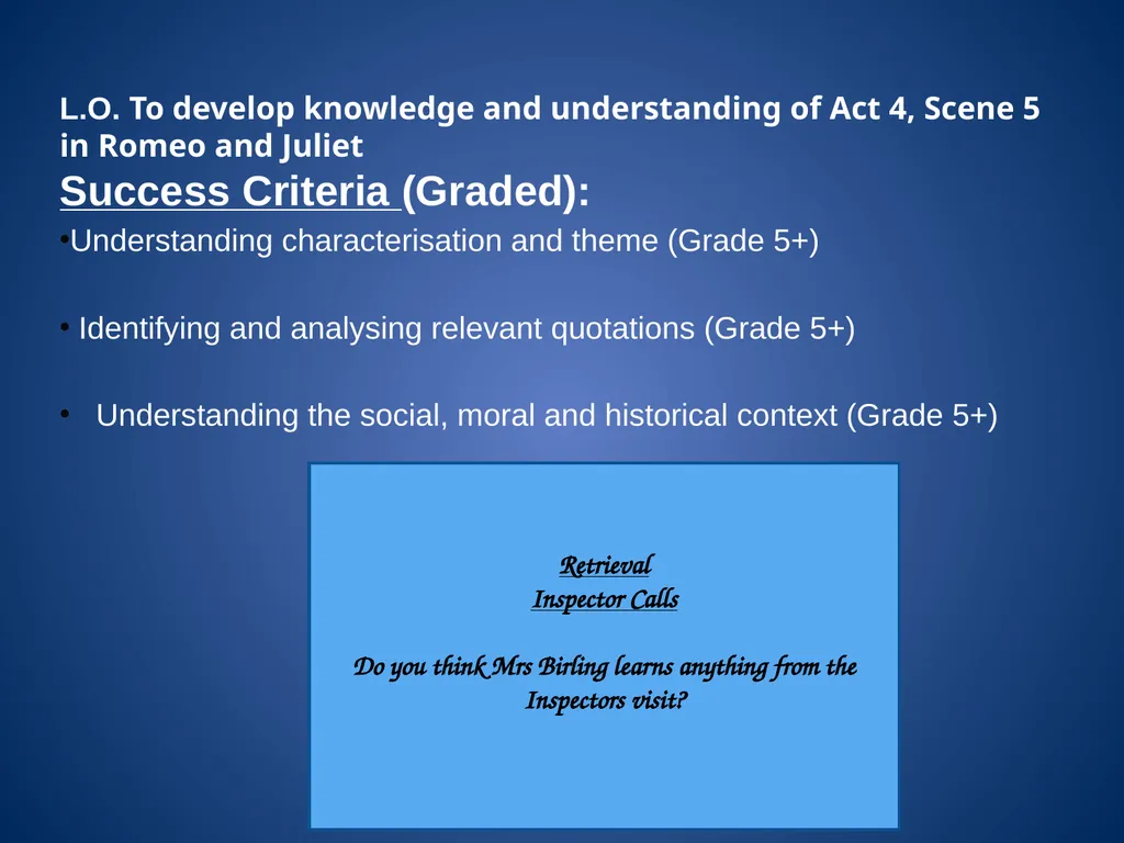 L.O. To develop knowledge and understanding of Act - slide 10 of 18