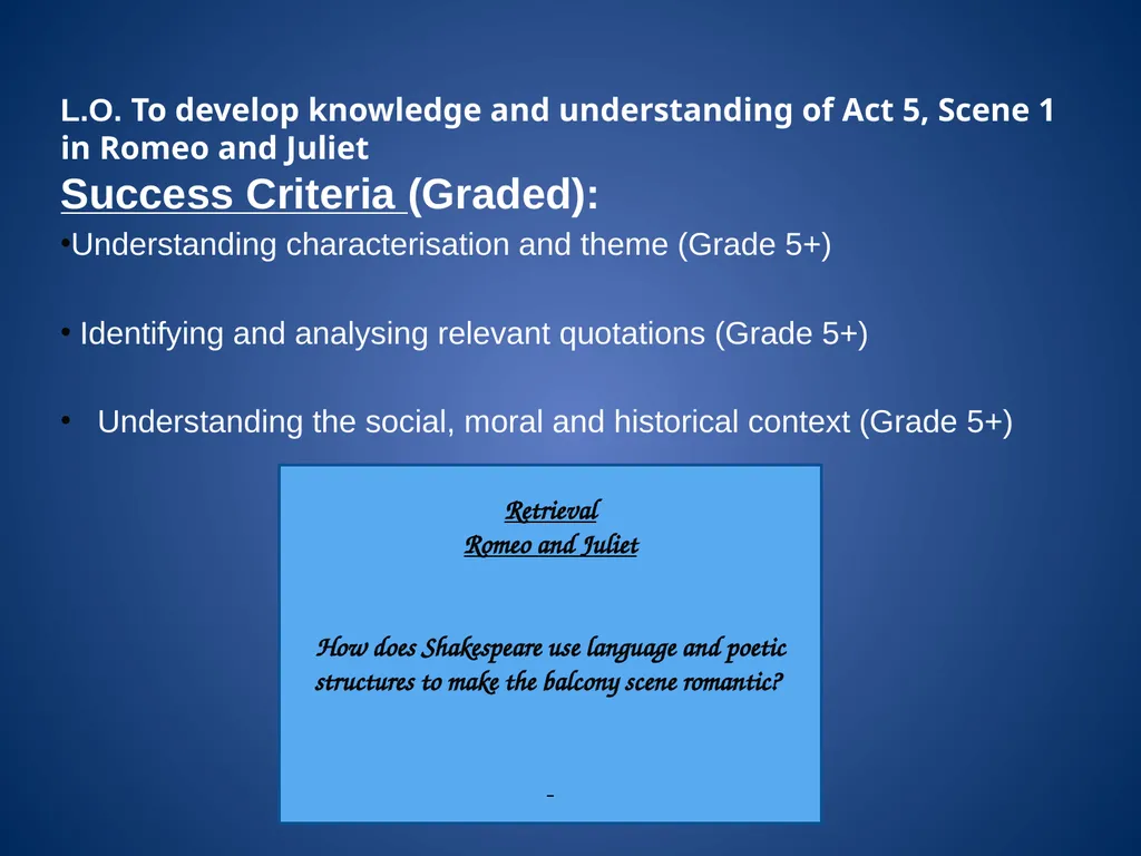 L.O. To develop knowledge and understanding of Act - slide 13 of 18