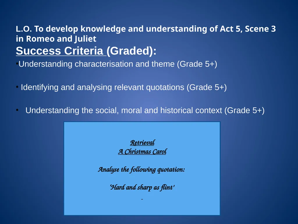 L.O. To develop knowledge and understanding of Act - slide 16 of 18