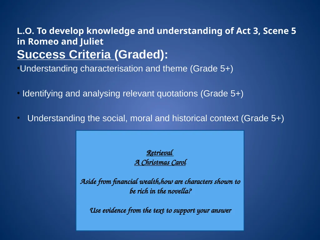 L.O. To develop knowledge and understanding of Act - slide 4 of 18