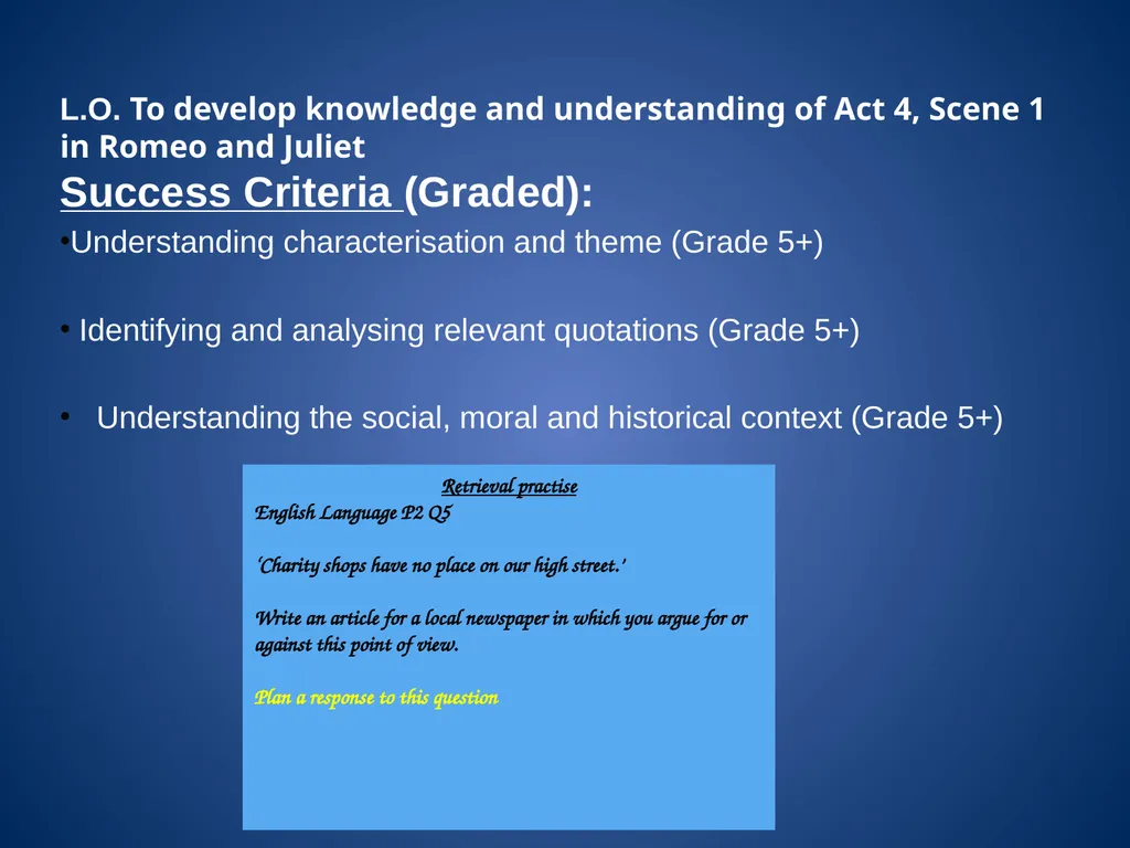 L.O. To develop knowledge and understanding of Act - slide 7 of 18