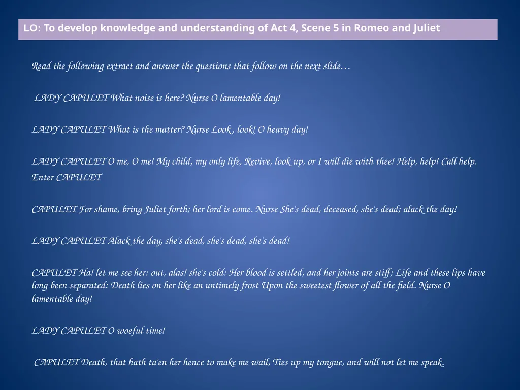 L.O. To develop knowledge and understanding of Act - slide 11 of 18