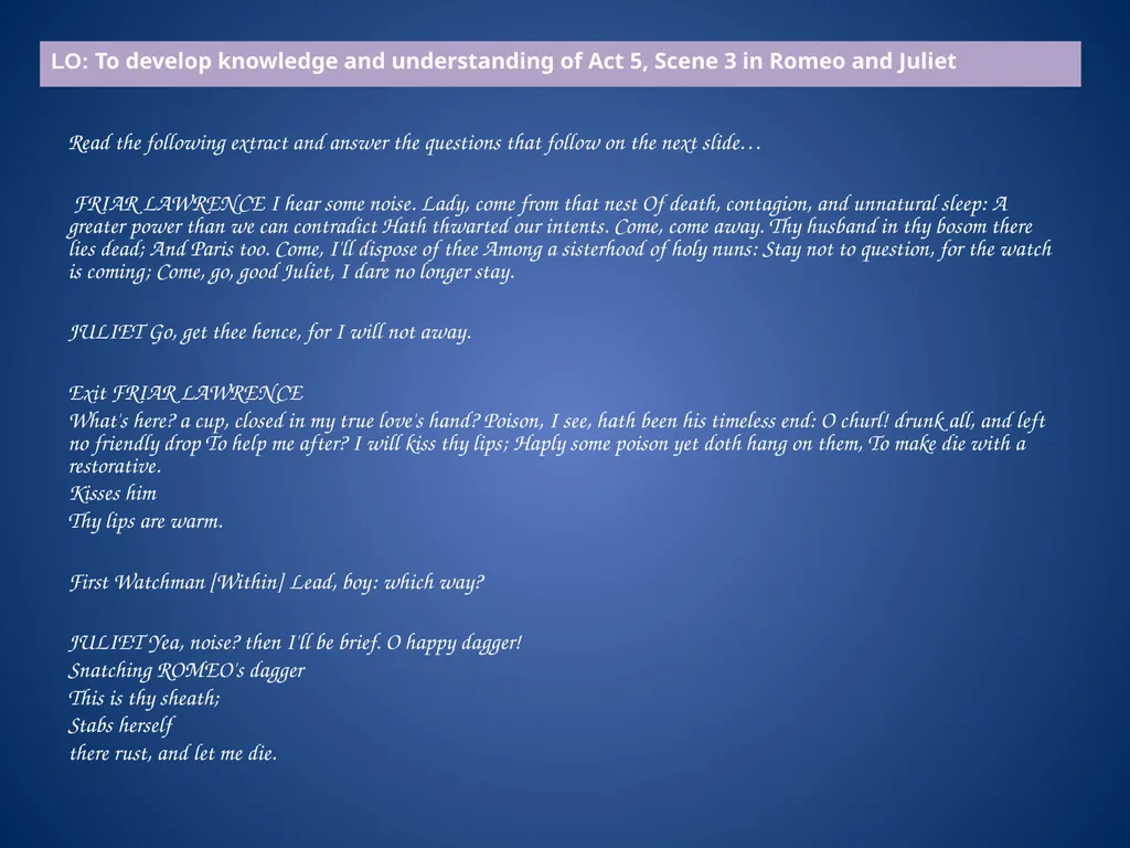 L.O. To develop knowledge and understanding of Act - slide 17 of 18