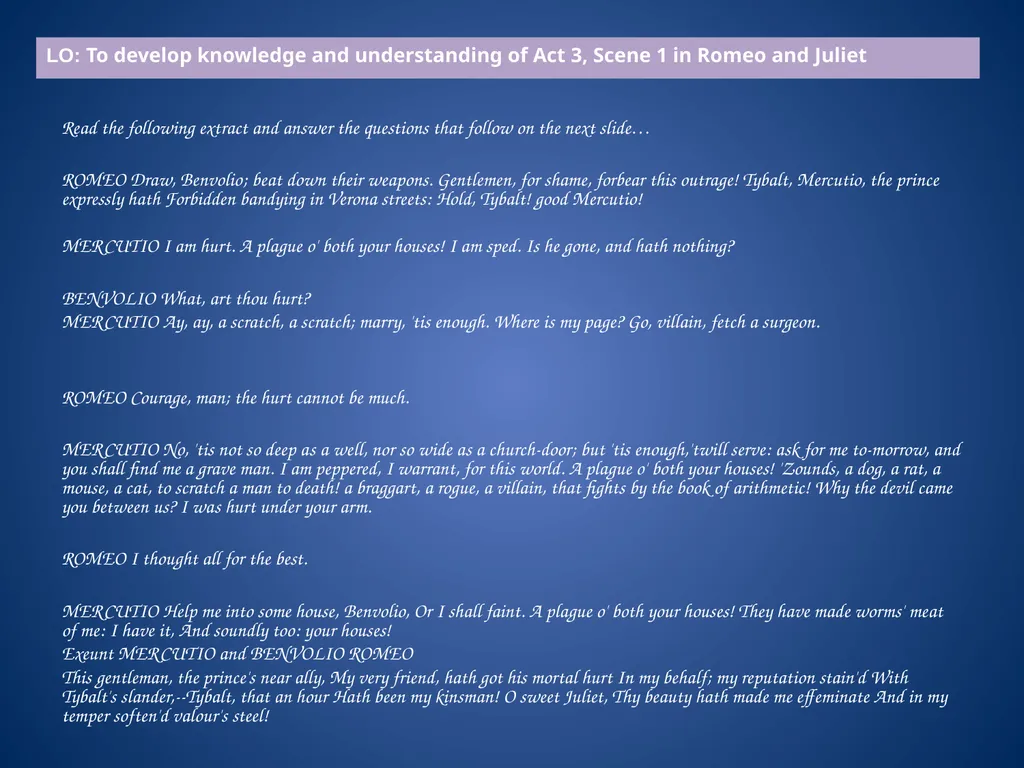 L.O. To develop knowledge and understanding of Act - slide 2 of 18