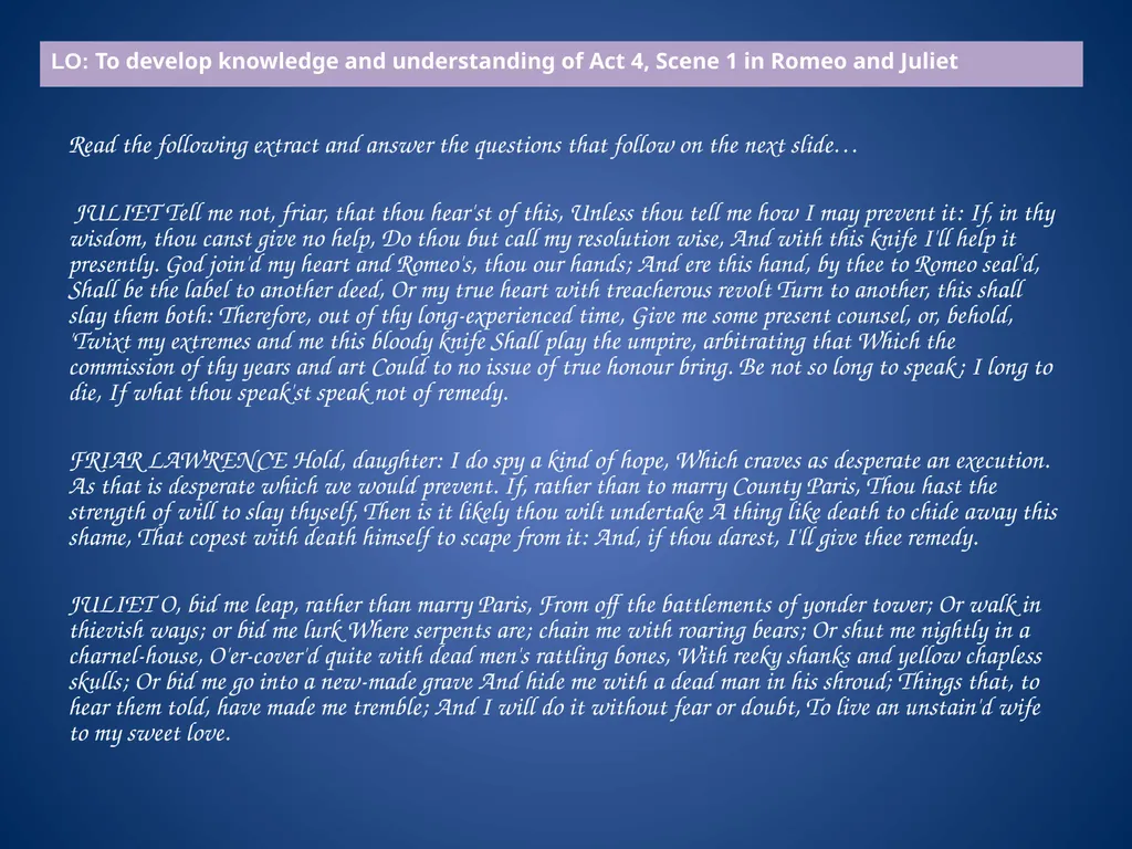 L.O. To develop knowledge and understanding of Act - slide 8 of 18