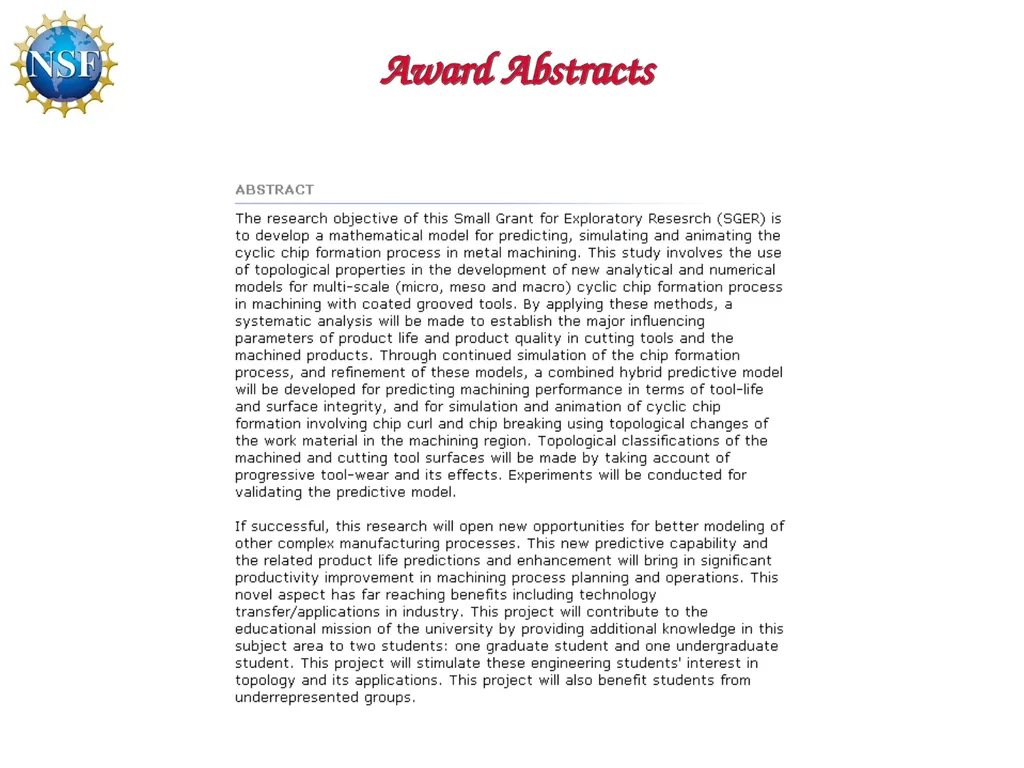Competitive Proposal Writing 2011 CAREER Award - slide 27 of 94