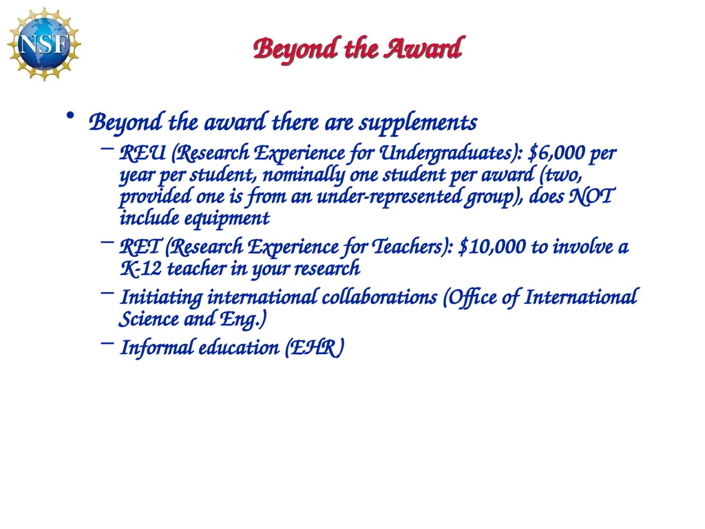 Competitive Proposal Writing 2011 CAREER Award - slide 79 of 94