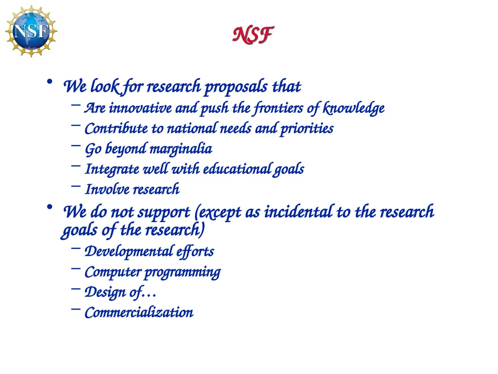 Competitive Proposal Writing 2011 CAREER Award - slide 6 of 94