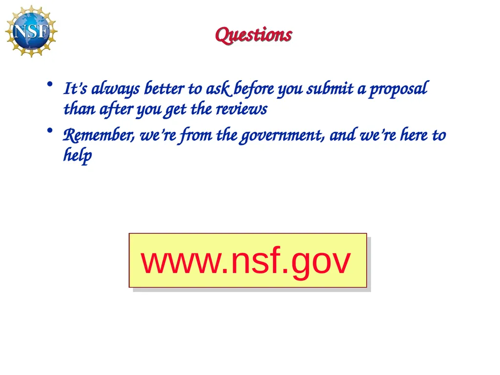Competitive Proposal Writing 2011 CAREER Award - slide 94 of 94