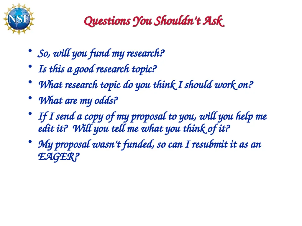 Competitive Proposal Writing 2011 CAREER Award - slide 46 of 94