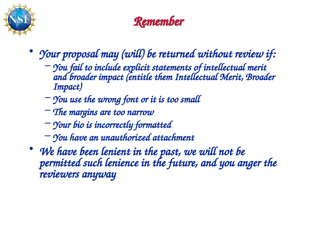 Competitive Proposal Writing 2011 CAREER Award - slide 55 of 94