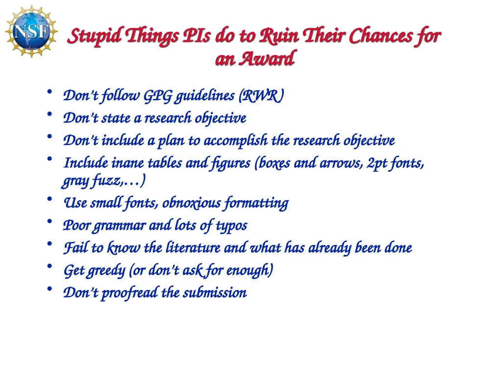 Competitive Proposal Writing 2011 CAREER Award - slide 59 of 94