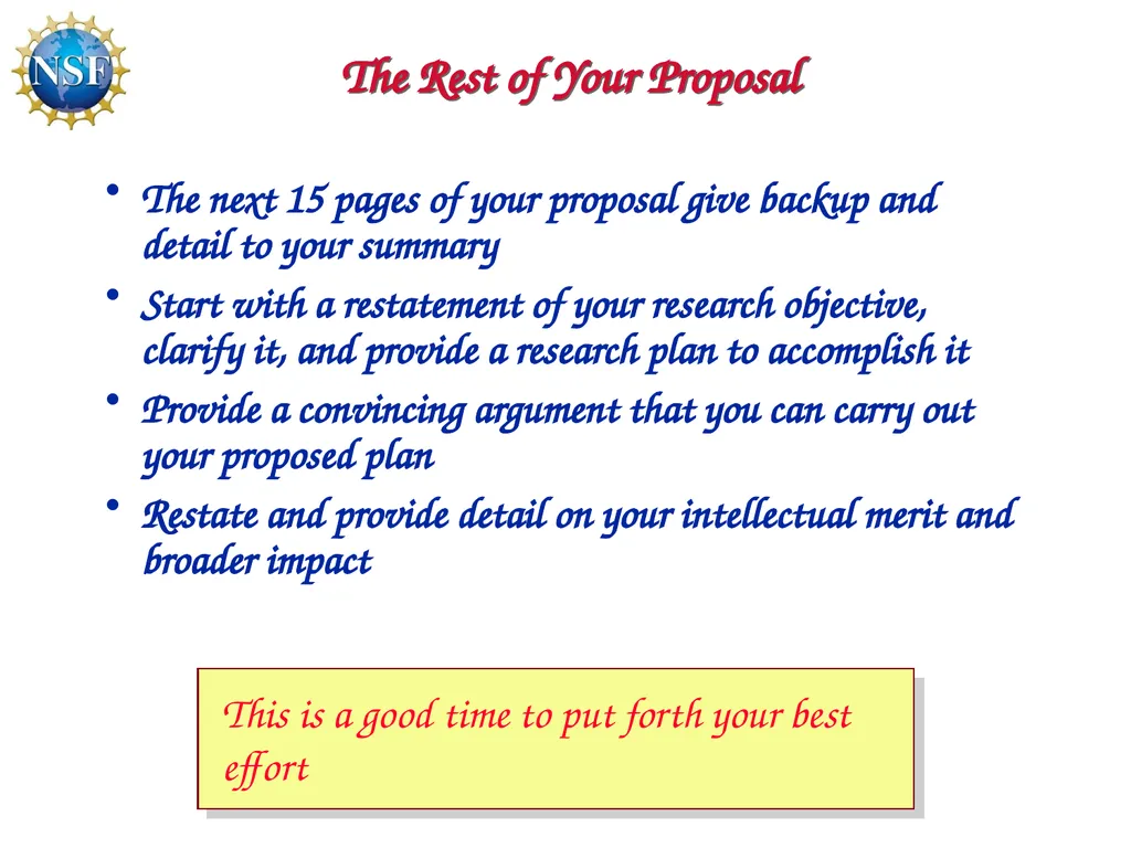 Competitive Proposal Writing 2011 CAREER Award - slide 56 of 94