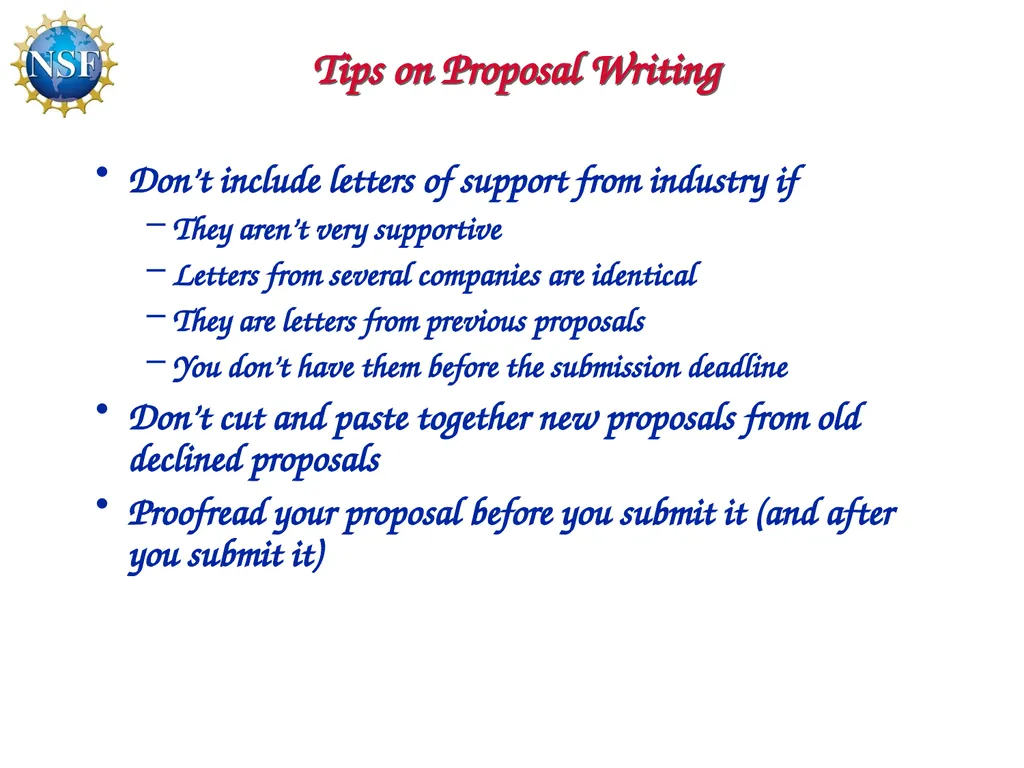 Competitive Proposal Writing 2011 CAREER Award - slide 58 of 94