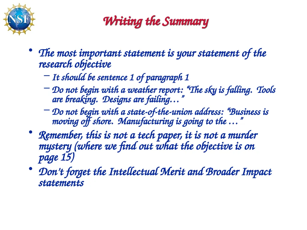 Competitive Proposal Writing 2011 CAREER Award - slide 52 of 94